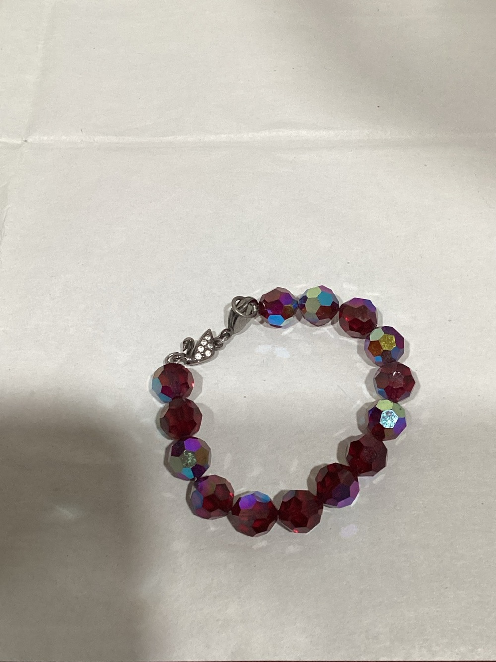 Swarovski Ruby Red Aurora Borealis Faceted Crystal Bracelet